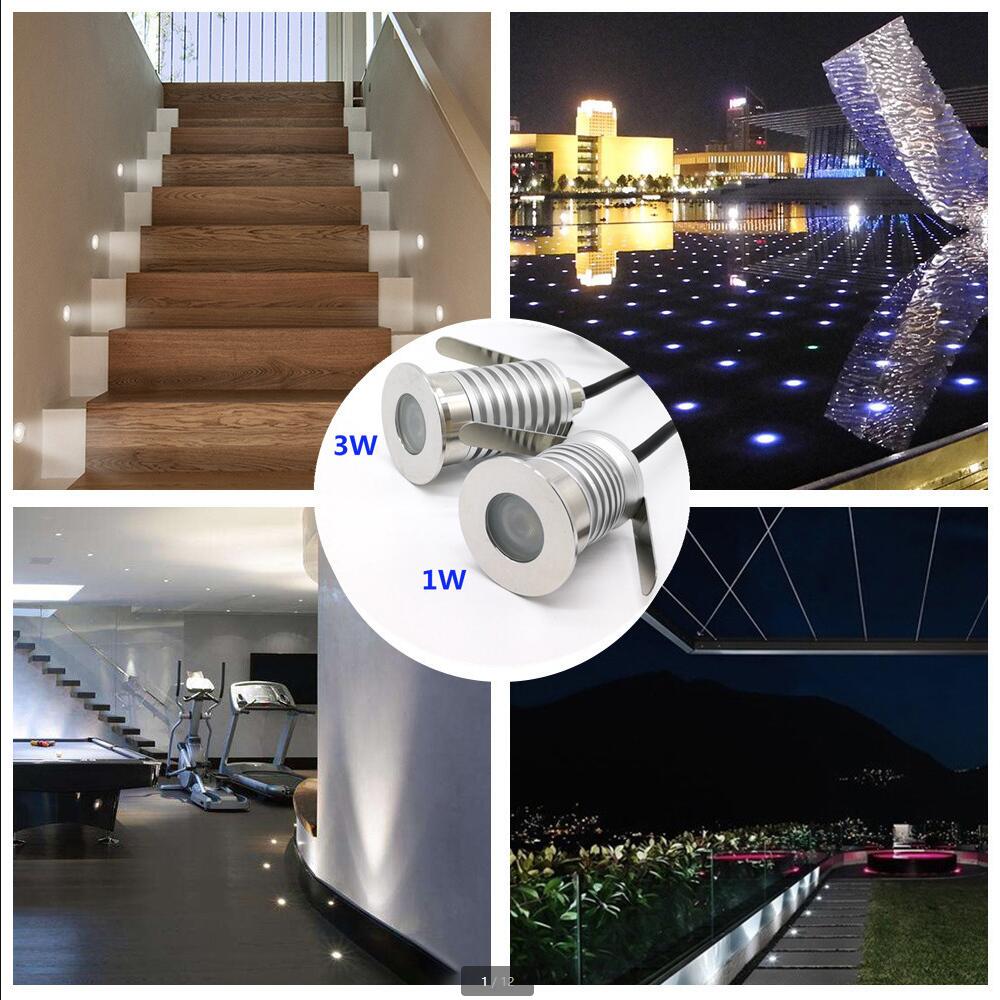 LED Landscape Lighting 1W 3W Led Paver Light Mini LED Undergroun Light DC12V 24V Buried Inground Lamps for Floor Deck Stairs