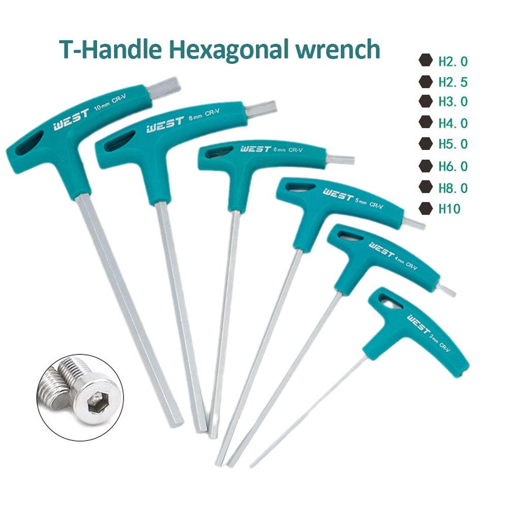T-handtag insexnyckel skruvar skruvmejsel verktyg 1.5-10mm skiftnyckel handtag insexnyckel skiftnyckel hrc 52-54 handverktyg