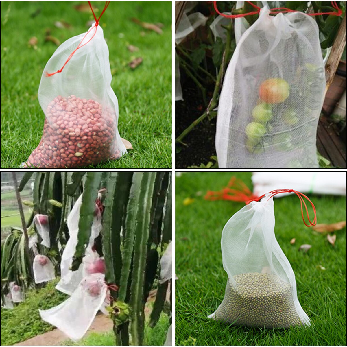 Reusable Plant Fruit Protect Net Bag With Drawstring Netting Barrier Bag Garden to Against Insects Pest Bird Mosquito ect