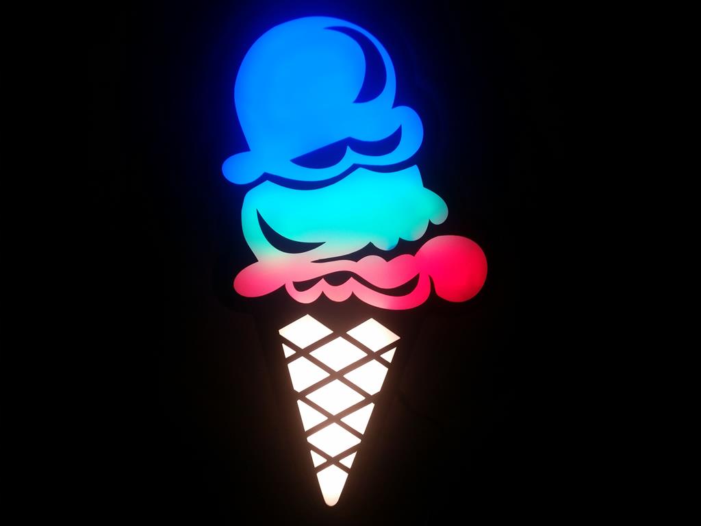 Led Sign Board ICE CREAM "OPERATED 16 COLOR" 67 X37cm