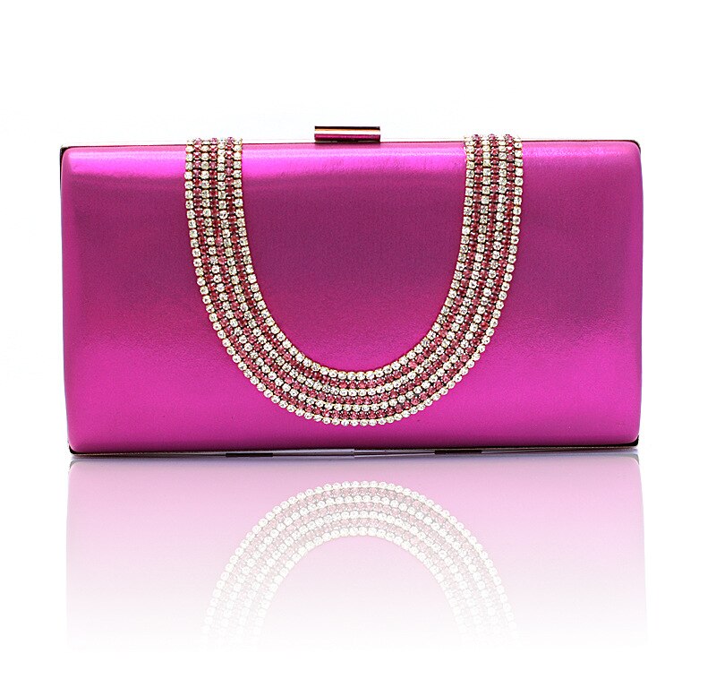 Vrouwen Avondtasje Luxe Zwart/Zilver Wedding Party Bag Diamond Rhinestone Koppelingen Crystal Bling Gold Clutch Bag PuWY139: Hot Pink