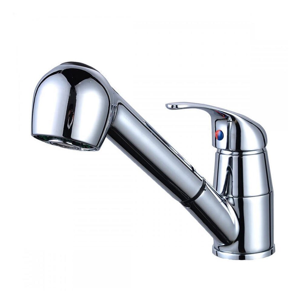 Keuken Kranen Borstel Messing Kranen Voor Keuken Spoelbak Enkele Hendel Trek Lente Uitloop Mixers Tap Cold Water Kraan 9009: A