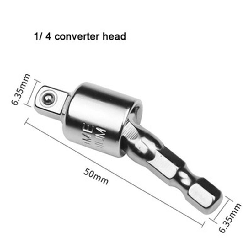 Electric Drill Socket Adapter Socket Wrench Set Hexagon Shank Square Socket Drill Bit Can Rotate and Extend The Conversion Rod: 1-4