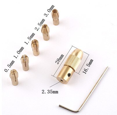 7pcs/set Mini DIY electric drill chuck collet Small Motor copper collet: 2.35mm