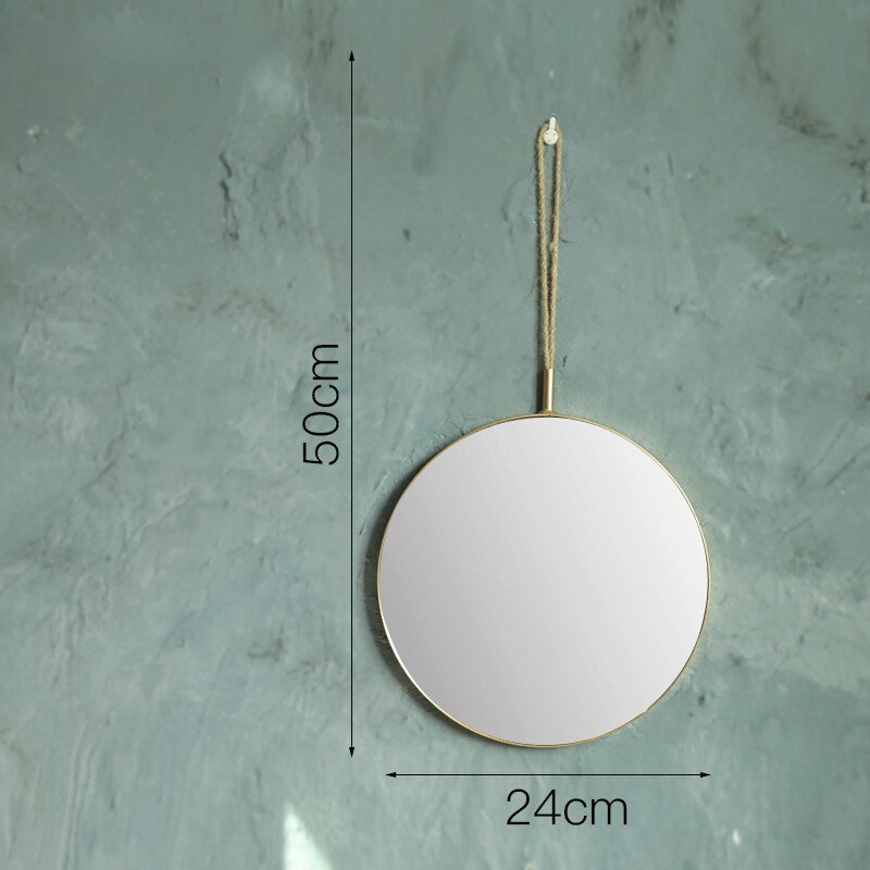 Nordisk hängspegel geometrisk rund phnom sminkspeglar väggfäste salong toalett badrum dusch spegel hemvägg dekorativ: Guld -1