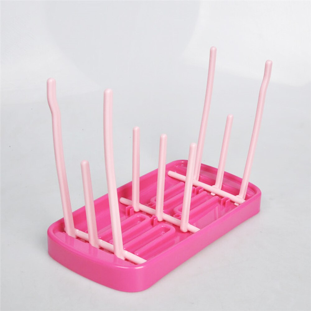 Bottle Dry Rack Baby Bottle Drain Drying Racks Baby Bottle Cleaning Dryer Drainer Storage Drying Rack: Rose red