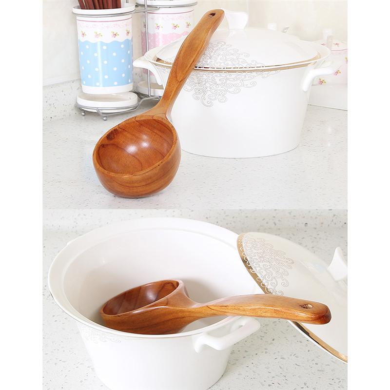 Cuchara para agua de madera, vajilla para Catering, utensilios de cocina de madera, cuchara de madera Natural, cuchara para sopa, cuchara de avena para restaurante casero