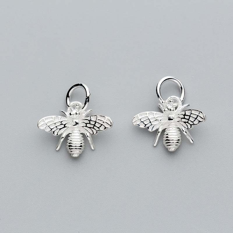 Famous Cubic Bees Charms 925 Sterling Silver Craft Decoration Ornament Pendants Fit Women Jewelry Make Neckalce Earrings