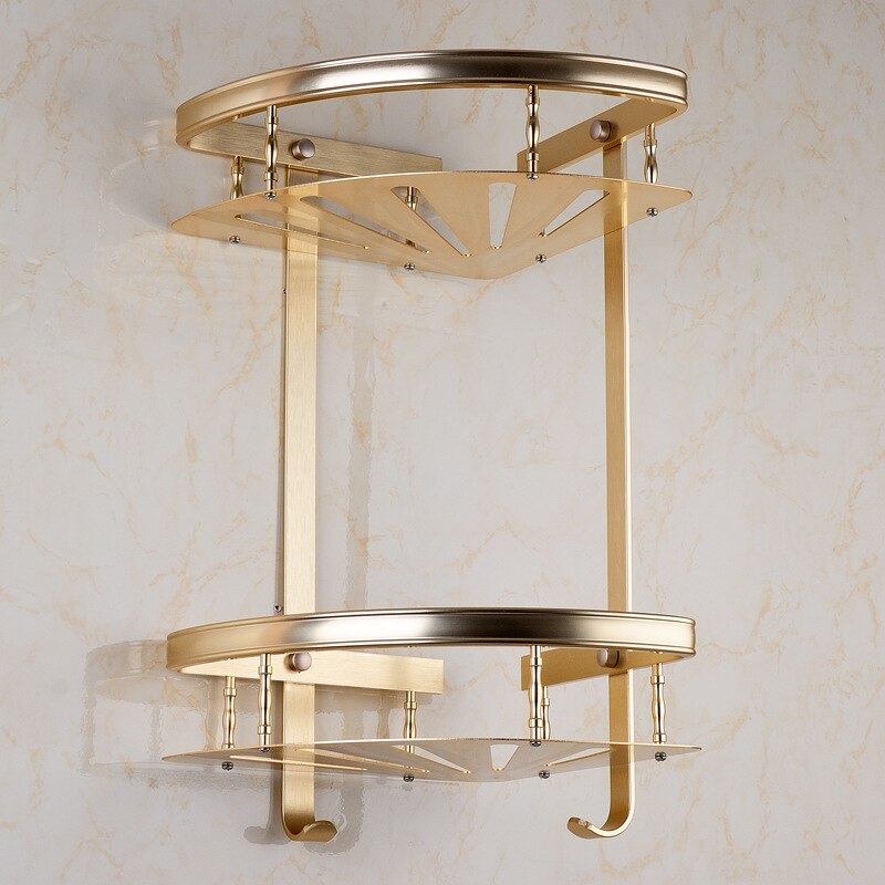 Towel Rack Wall Holder Gold Aluminum Bar Robe Hook Hanger Toliet Paper Holder Bathroom Shelves Hardware Bath Accessories Set