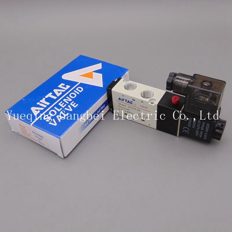 4V210-08 1/4'' Inner Guide Type 5 Way 2 Position Solenoid Valve AC110V AC220V AC380V AC24V 24V DC 12V DC