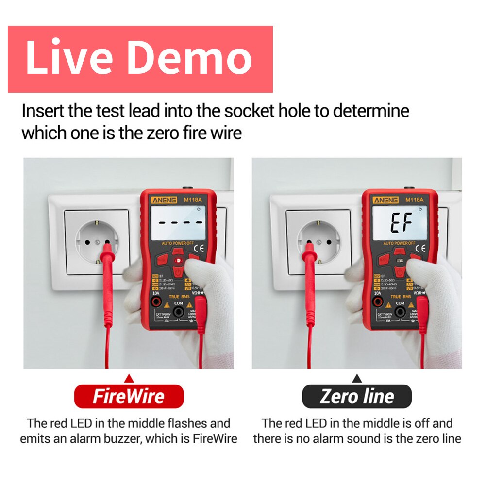 Multimeter Digital Mini Tester High Precision Auto True Tranistor Meter for Home House Family