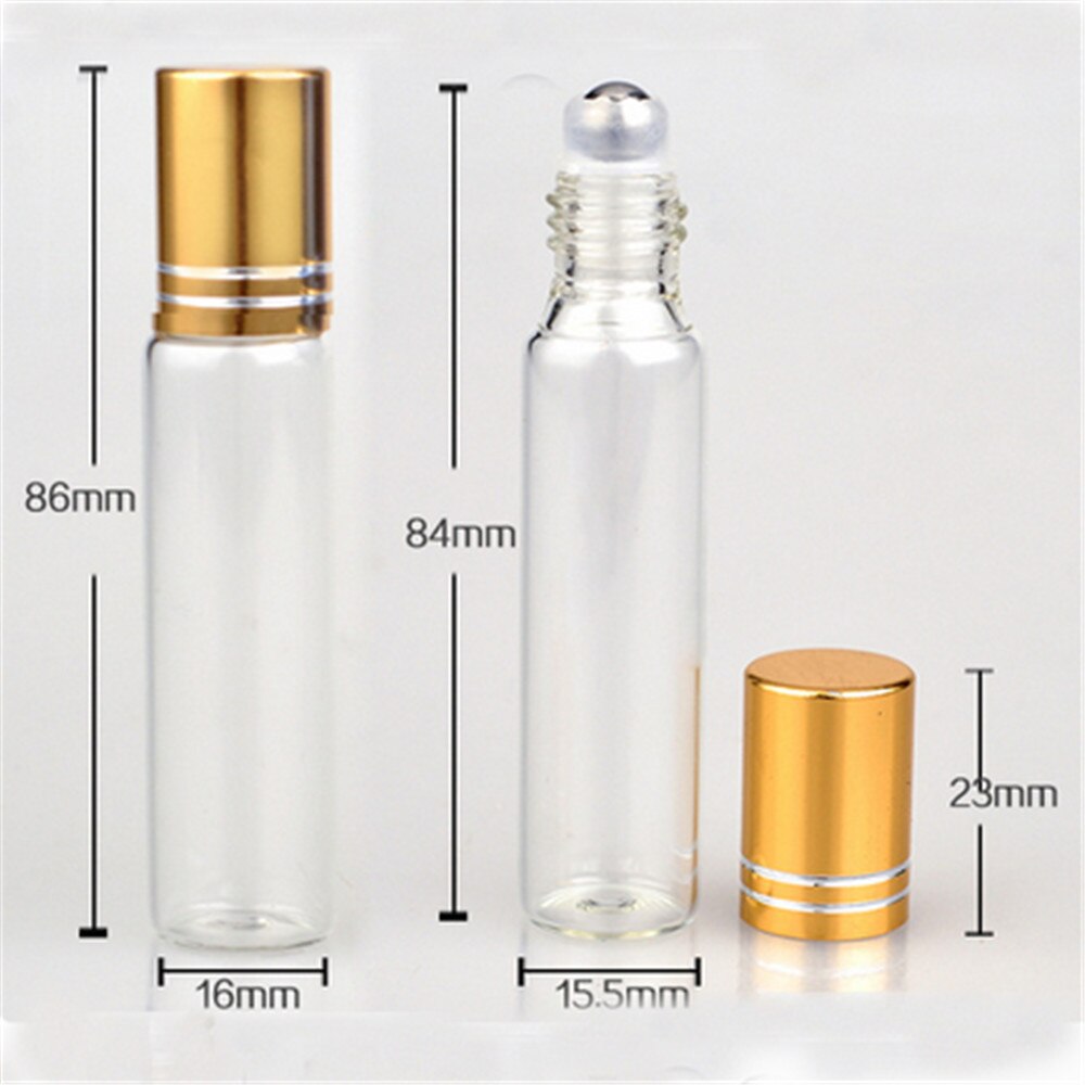 10ML Portable Essential Oil Roll-on Glass Perfume Bottle Women Lady Travel Clear Roller Refillable Bottle Containe