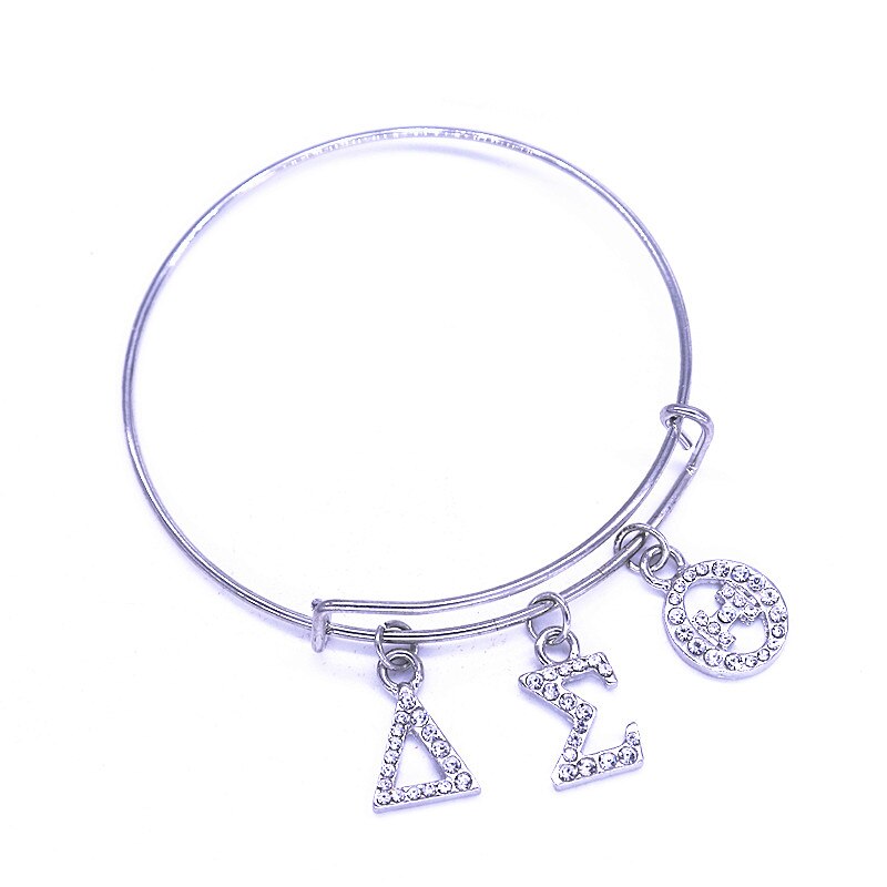 Trasporto di goccia elegante metallo intarsiato diamante sorellanza Club lettera greca braccialetti Delta rossi regolabili