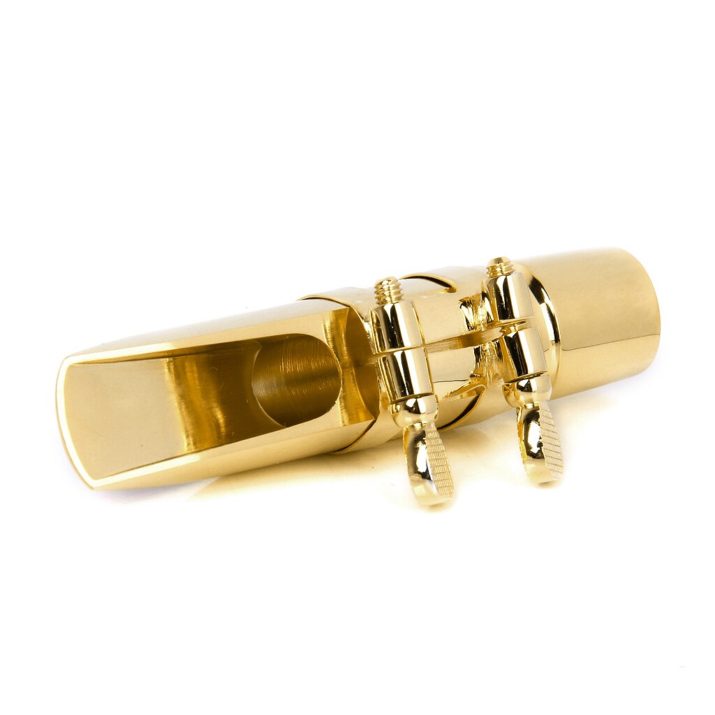 Golden Plated Alto Sax Saxophone Mouthpiece #6 Metal with Cap and Ligature high Baffle Special Tone Chamber