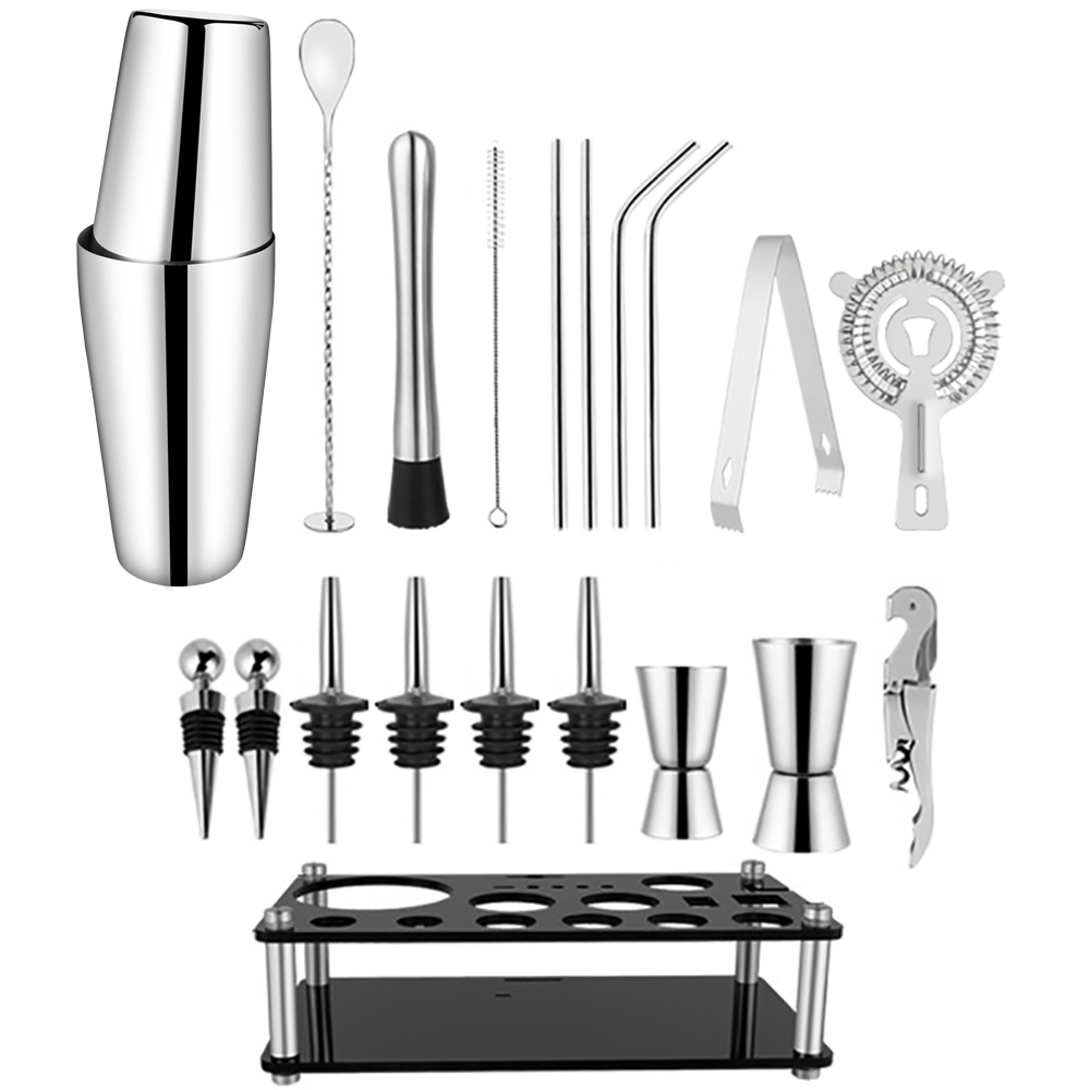 Stainless Steel Cocktail Shaker Bar Set Mixer Cocktail Shaker Wine Martini Boston Shaker Drinkware for Party Bar Tools 550/750ML