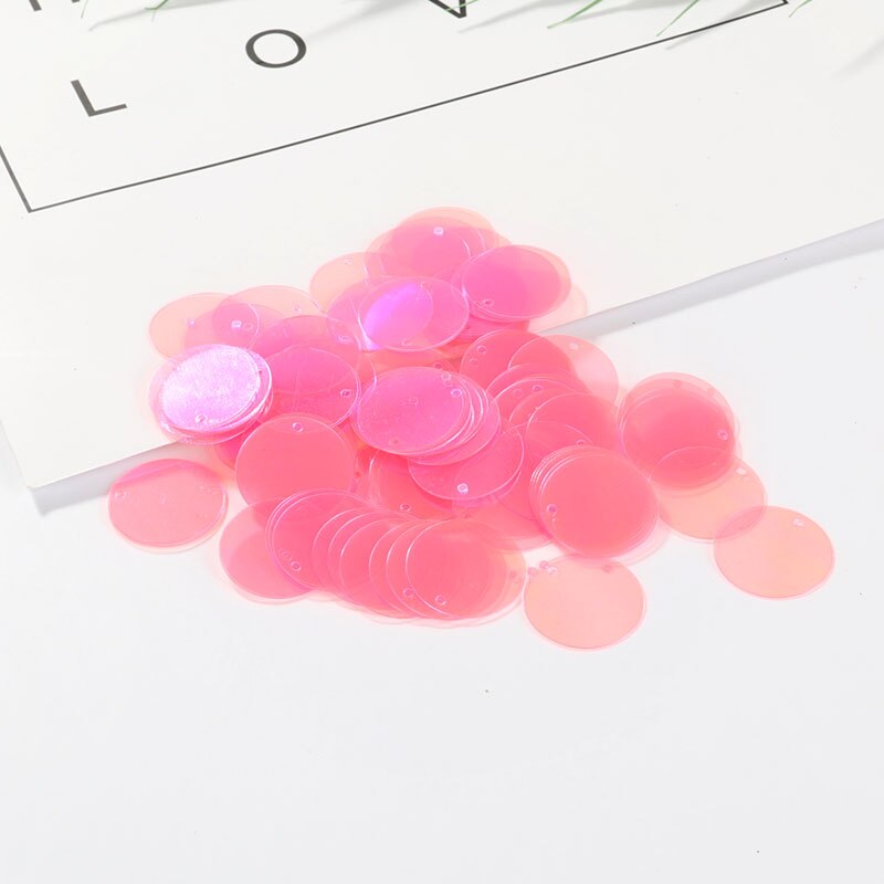 90Pcs/Lot Transparent Sequins 2cm Large Round Sequin Paillettes Sewing Craft With Side Hole for Women Garments DIY Accessories: Dark Pink Transparen
