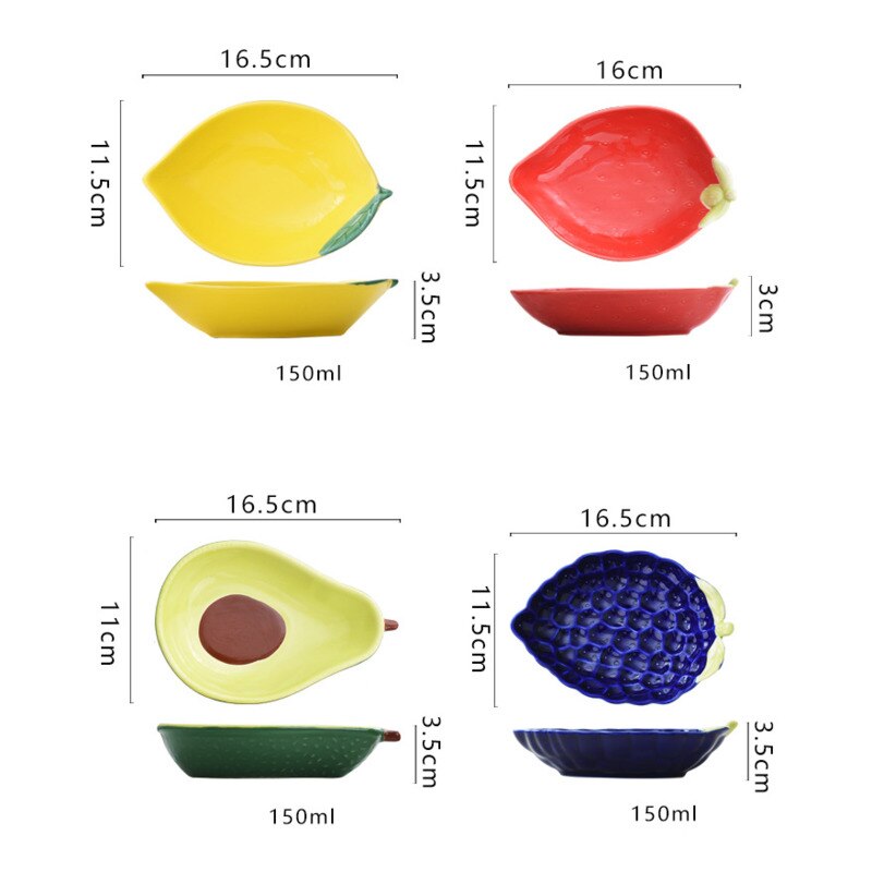 Ceramic Huge Avocado Strawberry Fruit Shape Salad Plate Snack Tray Bowl Dish Blueberry Lemon Dessert Plates Tableware Supplies