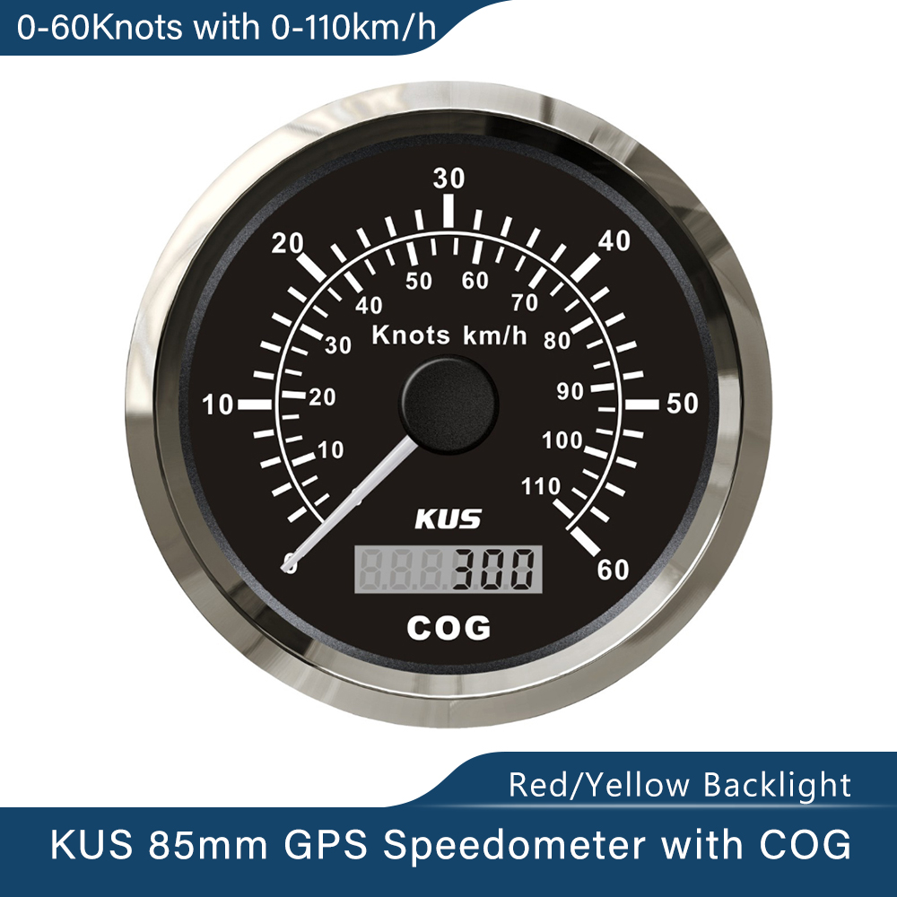 Kus 3 3/8 &quot;Waterdichte Marine Boot Schepen Gps Snelheidsmeter 15 Knopen 30 Knopen 60 Knopen Met Rood/geel Backlight: 60knots-BS