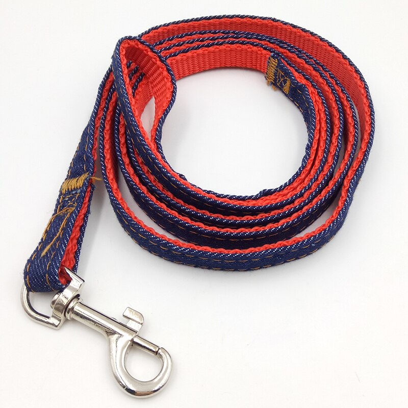 Denim Hond Vest Harness Leash Jeans Leash Harnassen Lood Cowboy Trekkabel Sterke Leash Halsband Teddy Pet Training Supplies