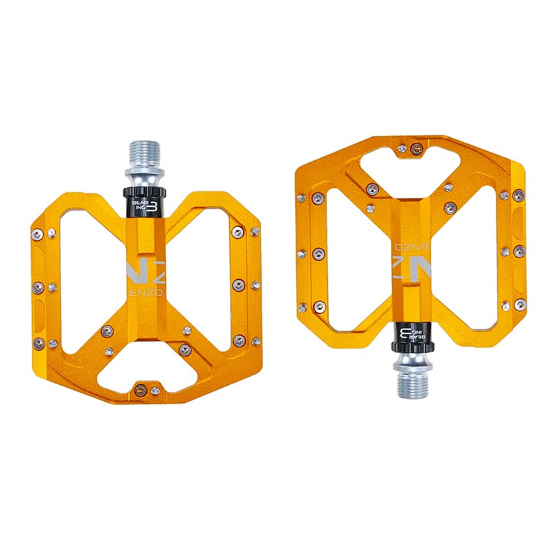 Pédales de vtt 3 roulements antidérapantes en alliage d&#39;aluminium, pièces de bicyclette large Enzo: Golden