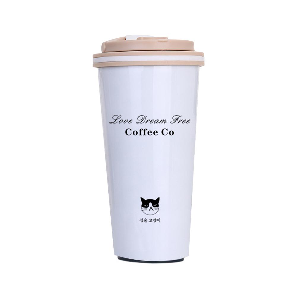 500Ml Rvs Thermosflessen Mok Koffie Beker Met Deksel Geïsoleerde Thermische Fietsen Water Koffie Mok Outdoor Water Flessen: White