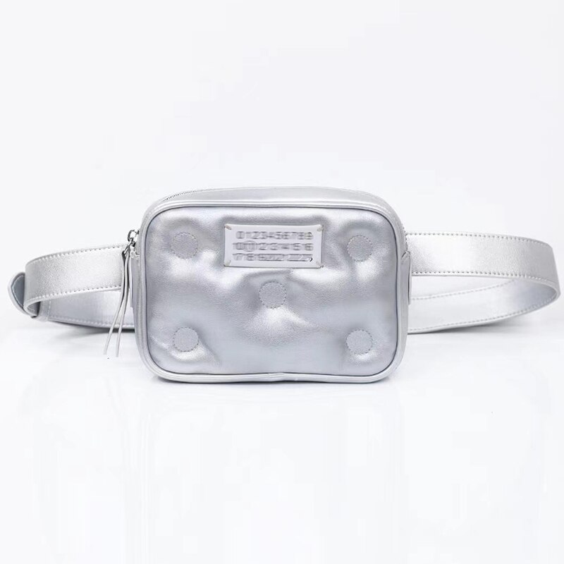 Winter Katoenen Tassen Voor Vrouwen Down Vrouwen Beroemde Schoudertas Cross Body Bags Vrouwelijke Riem Zak Mini Taille zakken Bum Bag: SIlver