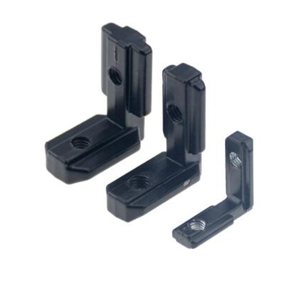 Conector de esquina Interior en forma de L negra, 1 unidad, soporte de unión con tornillos para perfil de aluminio 3030 4040 EU