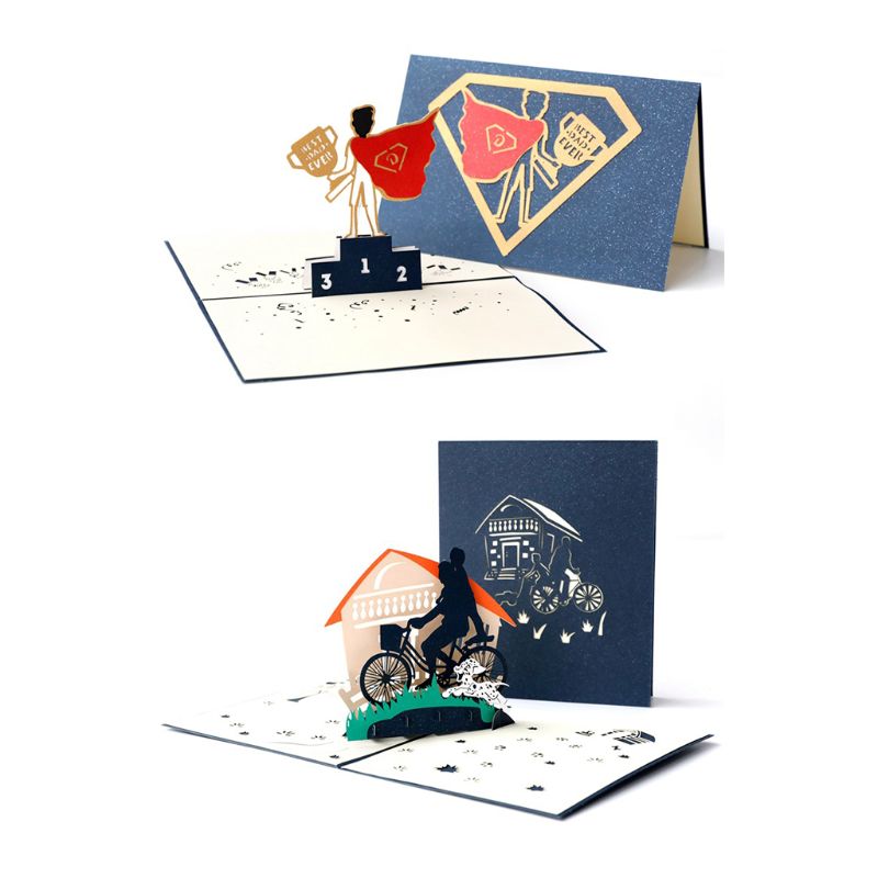 1 pièces papier 3d Super papa carte 3d merci carte papier dessin animé carte de voeux papier coupe fête des pères carte de remerciement