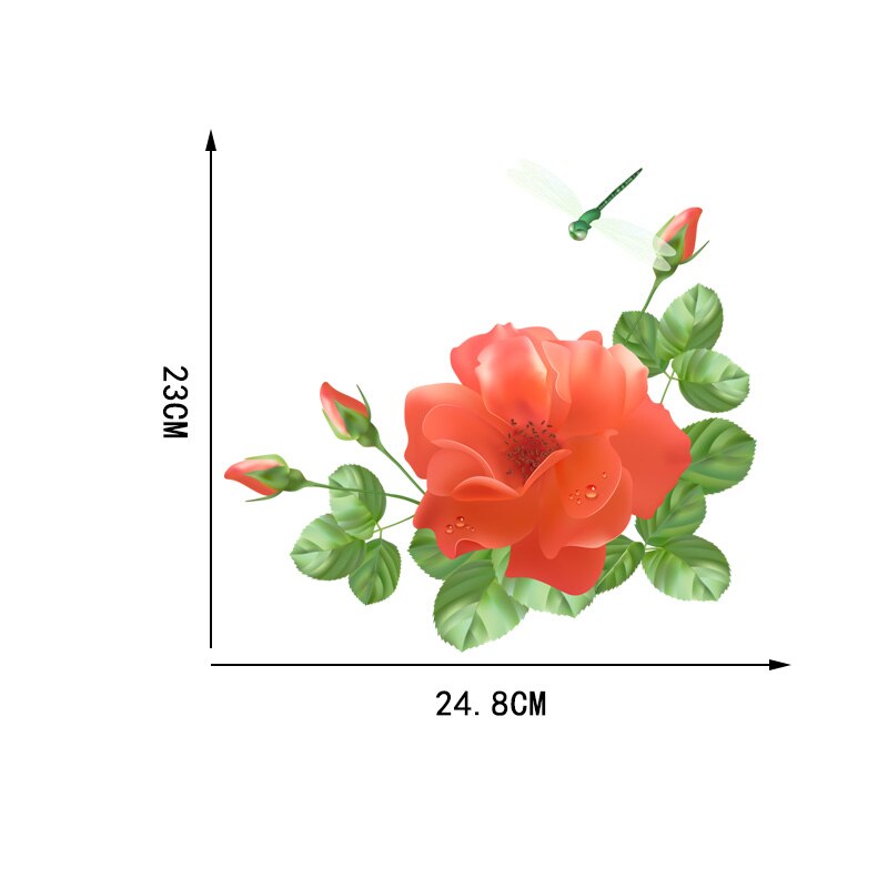 Zttzdy 24.8Cm × 23Cm Verf Schilderij Rode Bloem Wc Decor Mooie Wc Decals Thuis Muur Stickers T2-0851