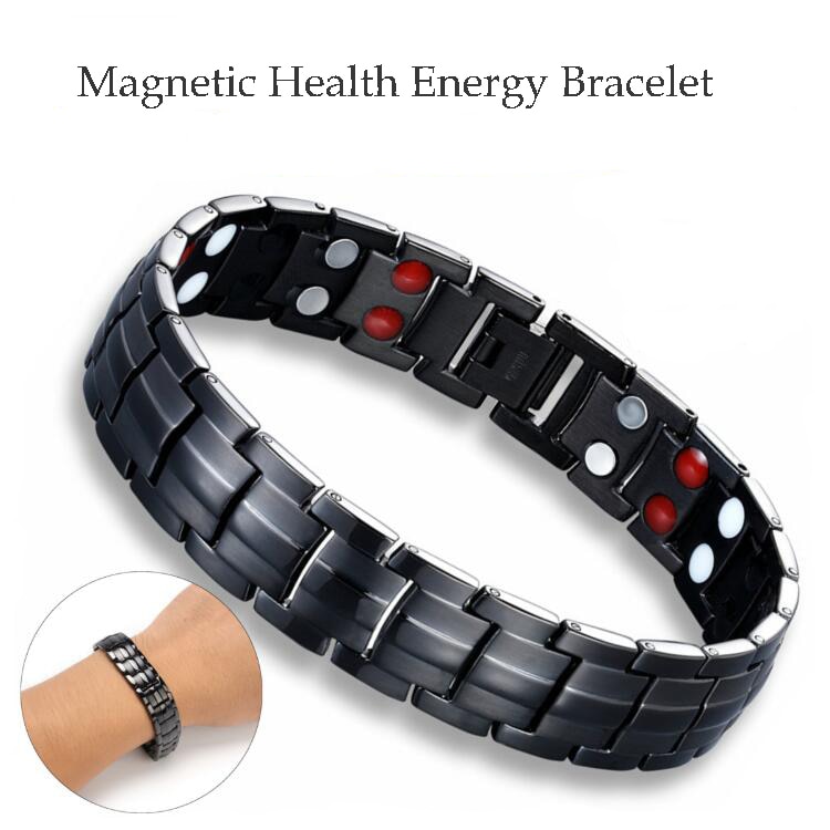 Magnetische Gezondheid Energie Armband Voor Mannen Black Artritis Bio Magneet Therapie Rvs Armbanden Armband Mannen Sieraden