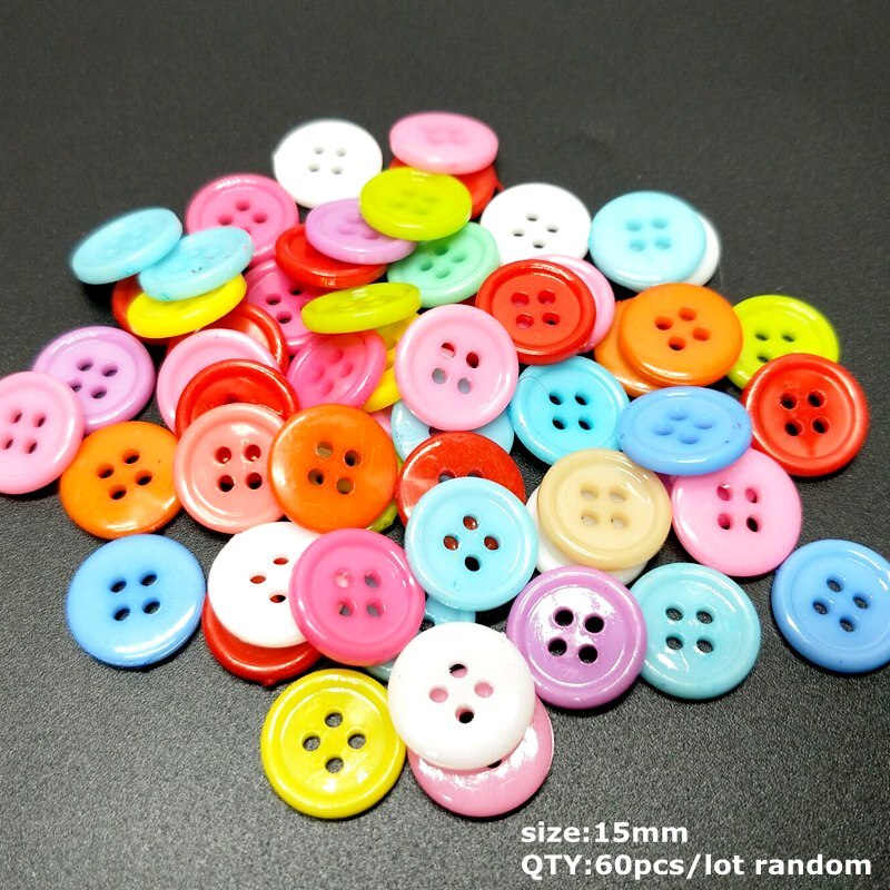 HL 20-100 STUKS Multi Maten Ronde Knoppen Mini Tiny Naaien Gereedschap Scrapbooking Knop Decoratieve Kleding Kleding Accessoires DIY: 15mm 60pcs