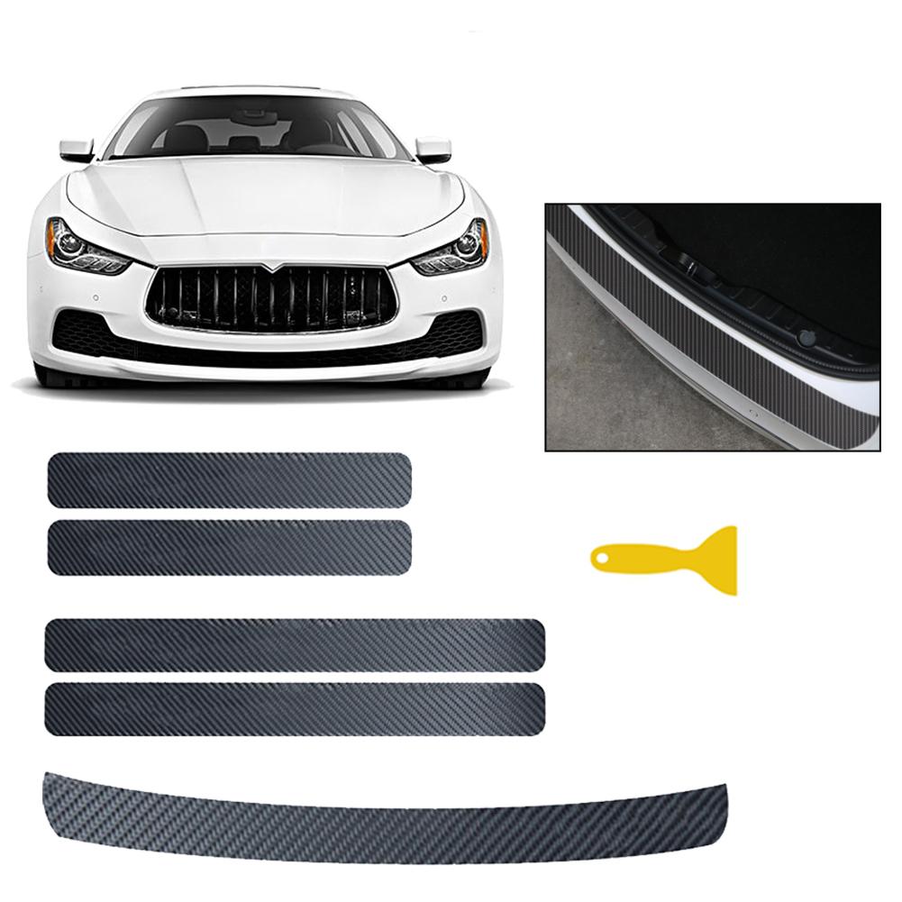 Universele Kofferbak Plaat Guard Sticker Auto Achterbumper Trim Anti-kras Bescherming Geschopt Gestreepte Sticker Koolstofvezel Film