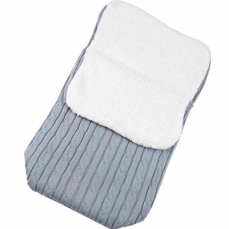 Baby Baby Gebreide Warme Inbakeren Slaapzak Knop Deken Fleece Dikte Herfst/Winter Kinderwagen Warm Wrap Deken 68*40Cm