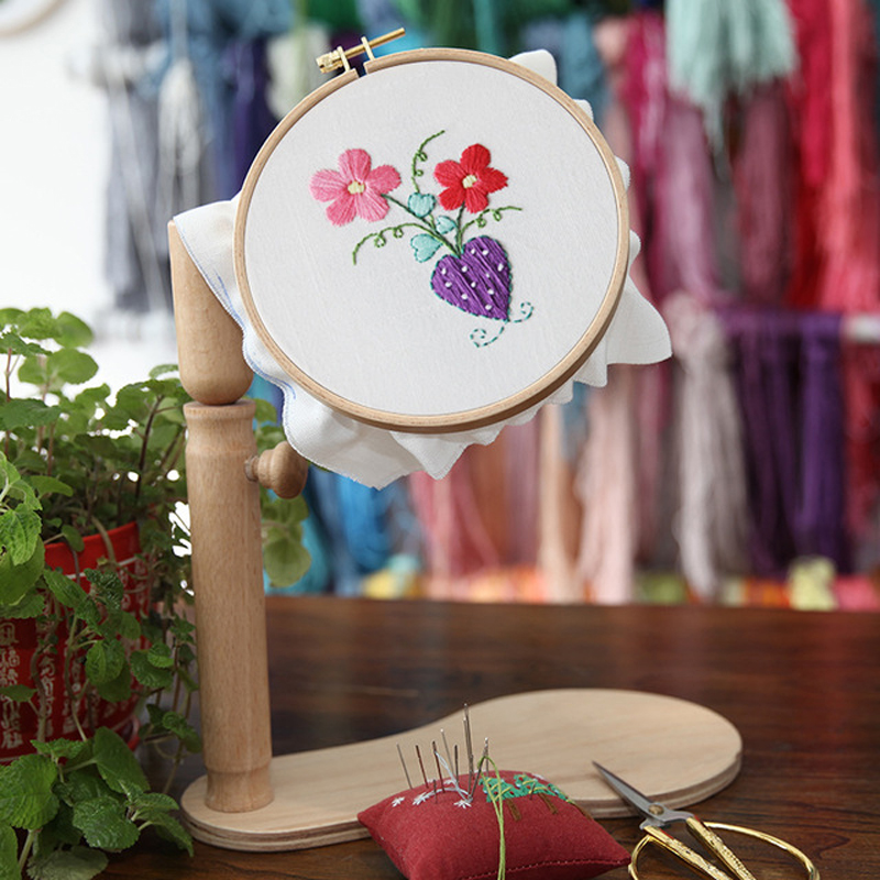 DIY embroidery desktop embroidery frame hand tools French practical round rectangular embroidery frame flip solid wood embroider