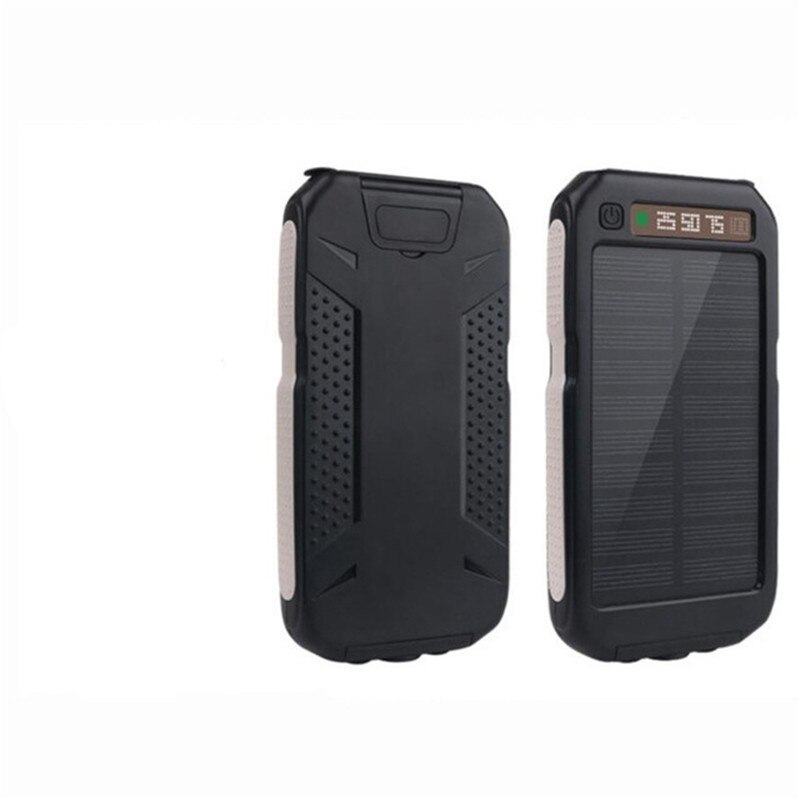 30000Mah Snelle Charger Portable Solar Power Bank Met Zonnepaneel 2 Usb-poort Dightal Display Power Bank Voor Xiaomi samsung Iphone: Grey