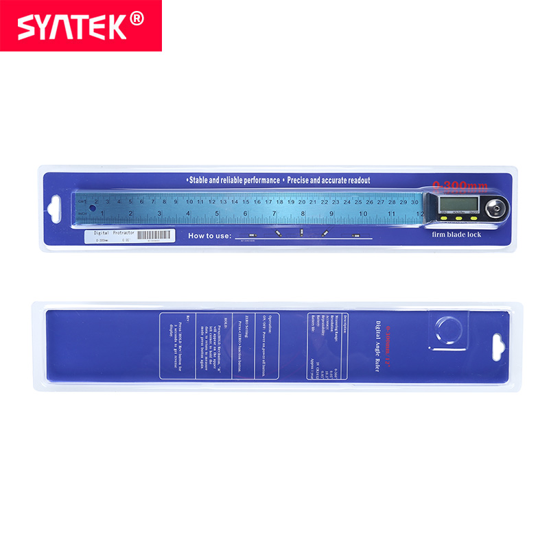 Syntek 0-200mm 0-300mm Electronic Digital Angle Finder Meter Stainless Steel Angle Ruler Protractor Inclinometer Goniometer CE