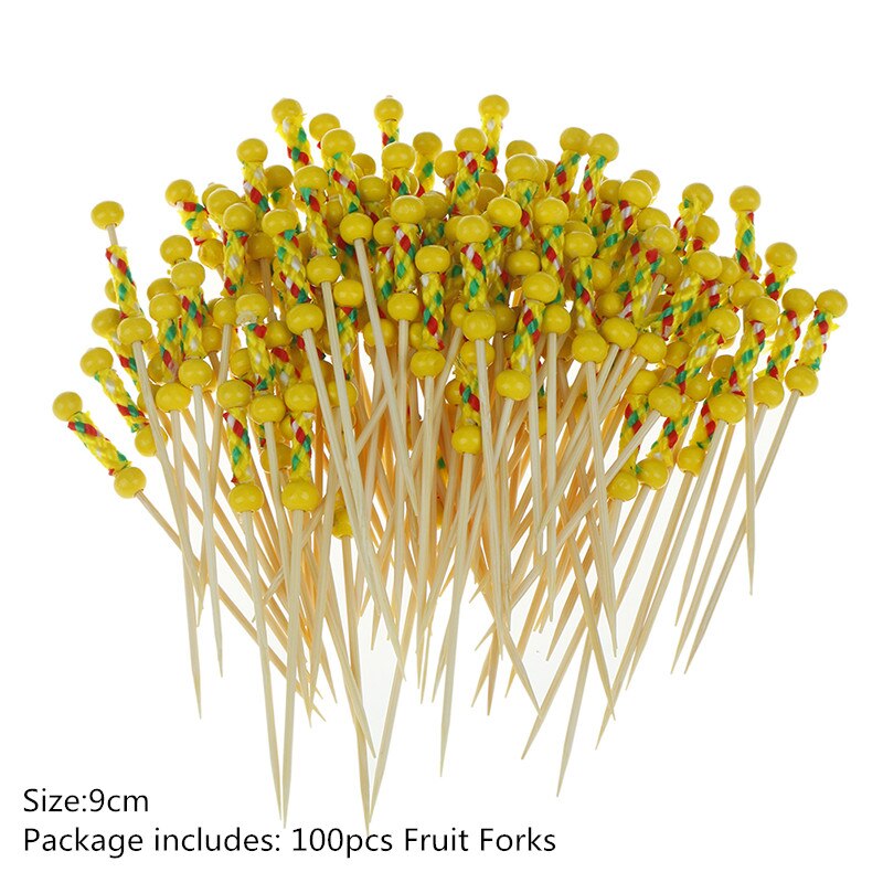 100pcs 9/12cm Bamboo Food Picks Buffet Cupcake Fruit Fork Party Cake Dessert Salad Vegetable Sticks Cocktail Toothpick Skewer: 3