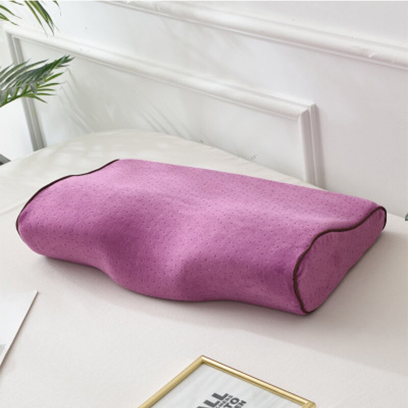 Kussens Orthopedische Memory Foam Kussen Voor Nekpijn Bescherming Trage Rebound Kussen Gezondheidszorg Cervicale Kussens Kussen: plum