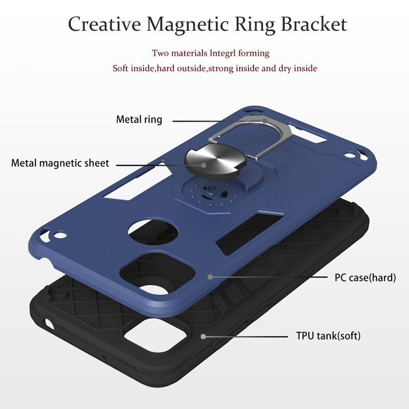 Xiaomi Redmi 9C Case Magnetische Metalen Ring Auto Case Voor Redmi 9C 9 C Silicon Hard Pc Armor Shockproof Bumper bescherming Back Cover