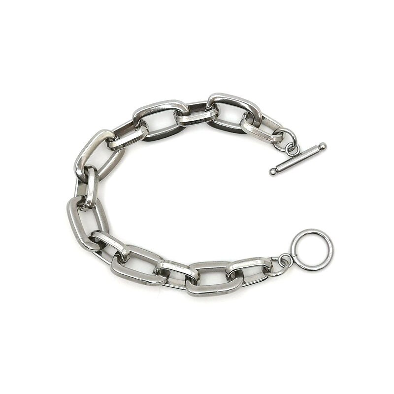 Handgefertigtes Armbinde aus titanstahl und edelstahl, dicke kette, schlichtes Hüfte-hüpfen-Armbinde