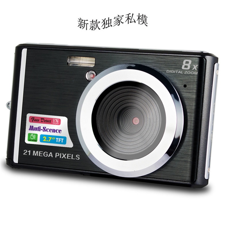 CDC3 2.7 Inch Digital Camera TFT HD Screen 21MP CMOS 5.0MP Anti-shake 1080P Digital Video Camera with 8X Digital Zoom: Black / add 16g memory