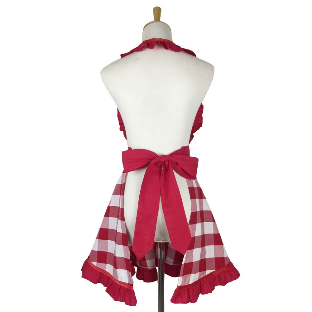 retro fartuchy dla kobiet, klasyczna falbaną na boku pled fartuch kuchenny robić domowego przedszkola kuchennego