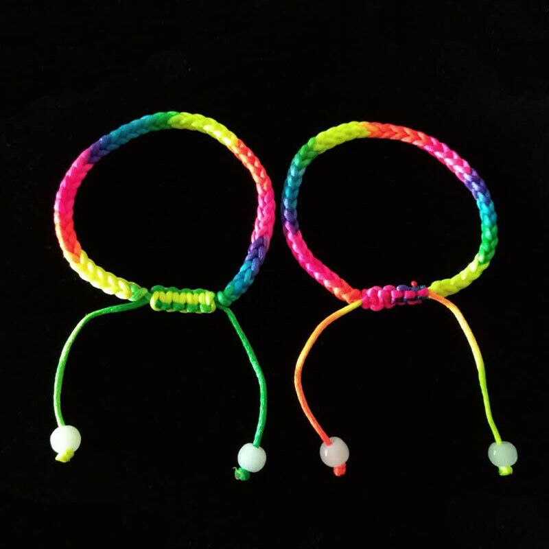 10 Pieces Rainbow Macrame Multi-Gekleurde Gevlochten Koord Draad Vriendschap Armbanden