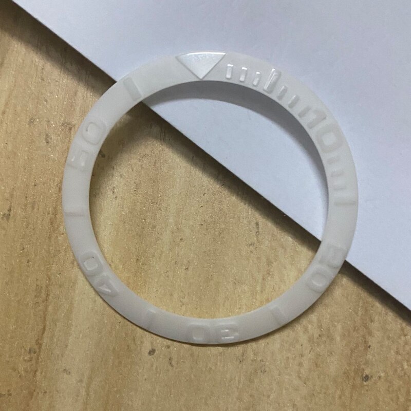 Guld/hvide ure erstatter tilbehør 38mm urskive keramisk bezel indsats til 40mm submariner automatiske herreur cover