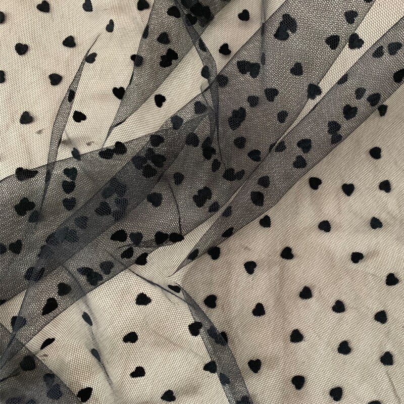 1 metro cuore bianco floccato maglia tulle guipure tessuto di pizzo abito da sposa di alta qualità decorazione di nozze tessuto netto da cucire 150 largo