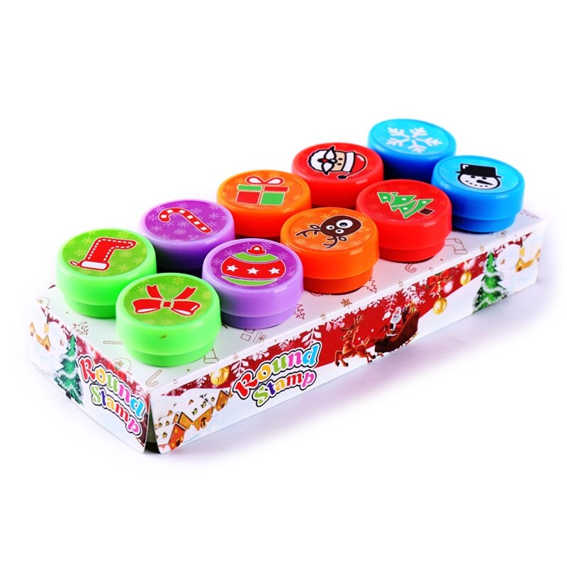 Self-ink Seal Stamp Homework Review Stamper Cartoon Stamps School Teacher Props Interactive Children Education Toy 10pcs: Christmas