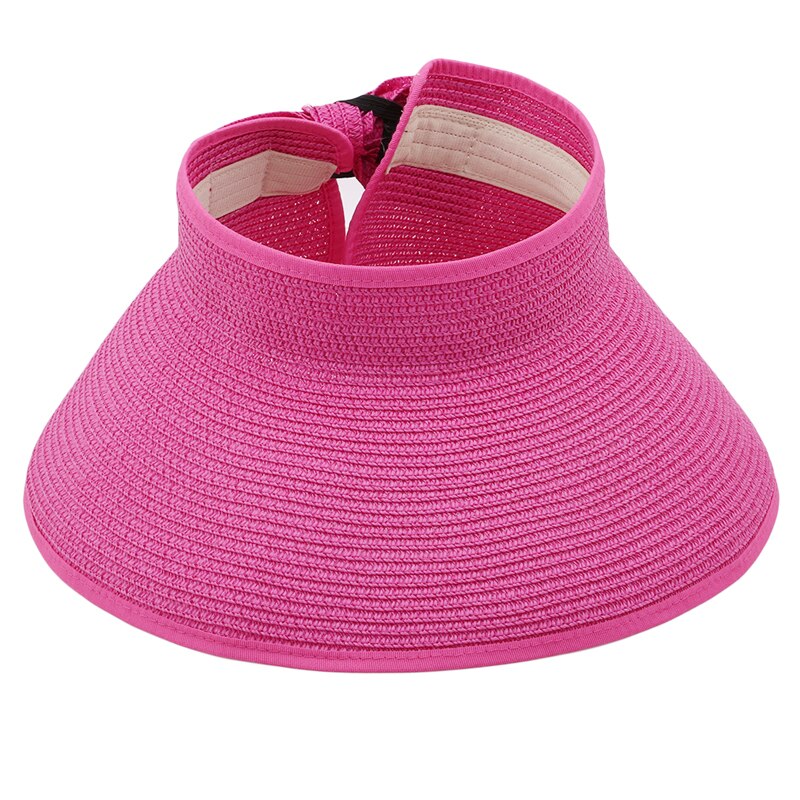 Stro Sonnenhut - Klappbar Visier - Damen Sonnenschutz Sommer Strandhut: Rosenrot