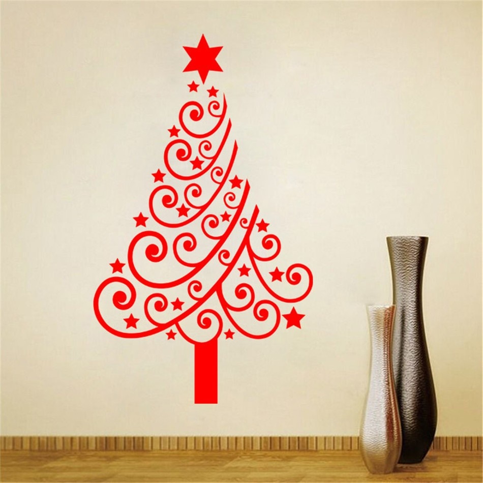 Große Größe Weihnachten Baum Display Fenster DIY Wand Aufkleber Abnehmbare Für Speicher Glas Tür 60*100 cm adesivo de parede D70