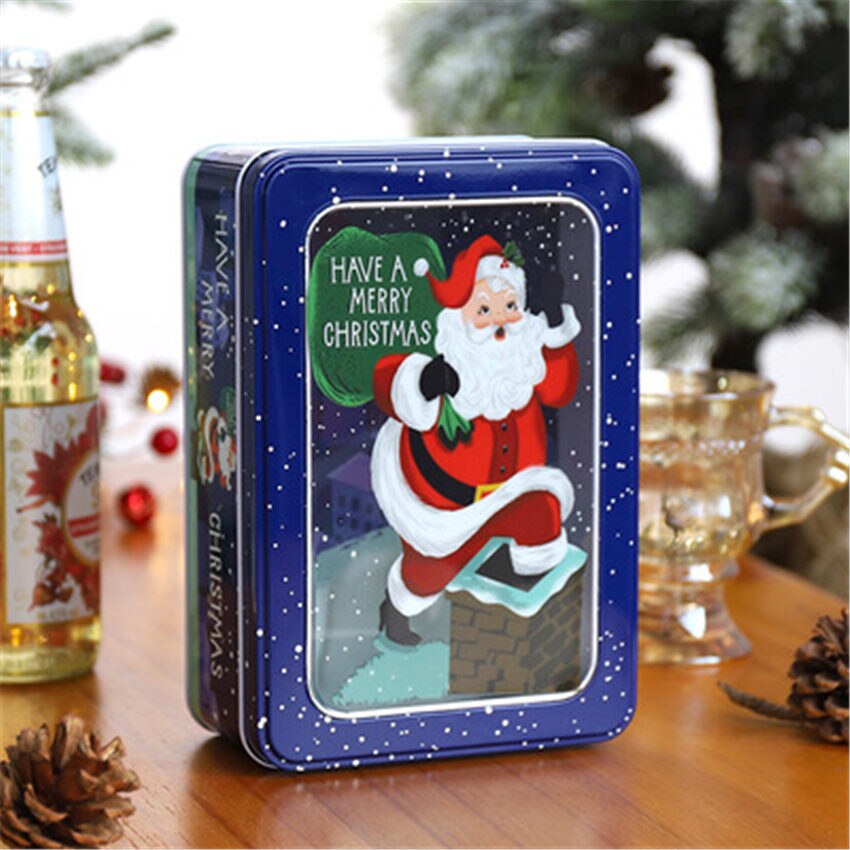 Emballage de noël en fer, boîte à bonbons, joyeux noël, bonhomme de neige, fête, décoration de bonbons Cookies faits à la main: Q