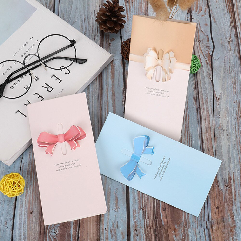 5 pièces 3D Bow creux carte de voeux fleur boutique merci pour carte de visite fête d'anniversaire Invitations de mariage cartes